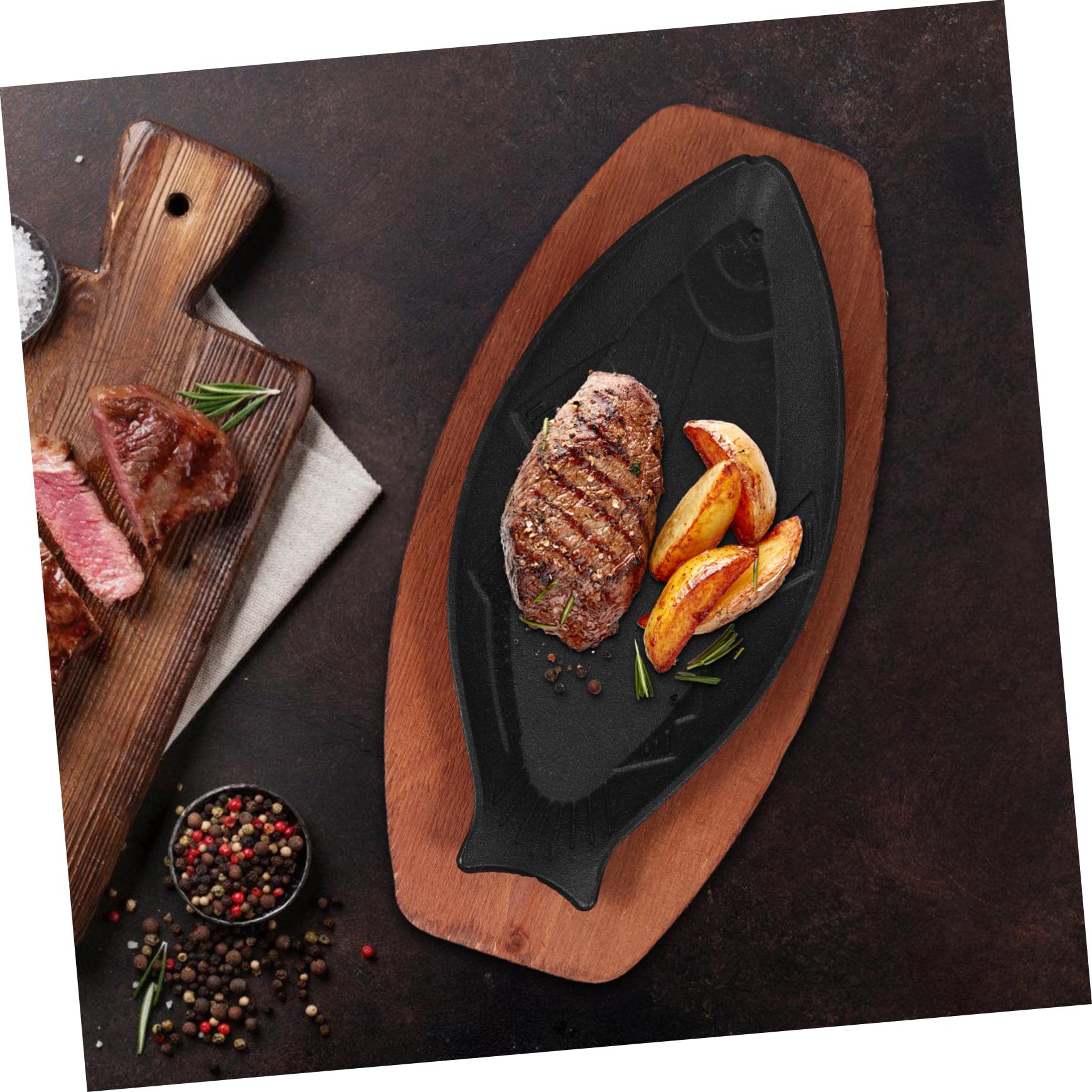 Bandeja de Hierro para Barbacoa Forma de Pescado, Bandeja para Asar al Aire Libre, Apta para Lavavajillas