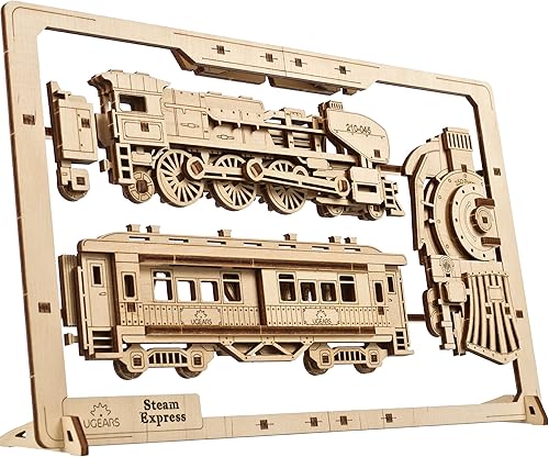Miniatura 2 de UGEARS Zeppelin enmarcado 2.5D  Kit de modelo clásico de madera de avión con hélices móviles y estabilizadores  Kits de modelos de rompecabezas de