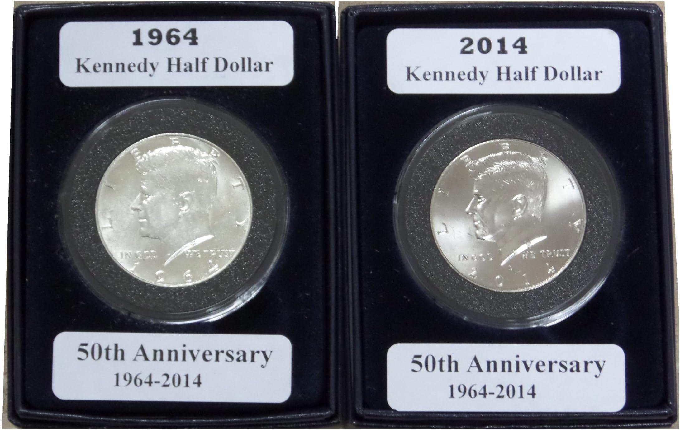 1-1964/2014 50th Anniversary Kennedy Half Dollar 2 Coin Gift Box Set Unc