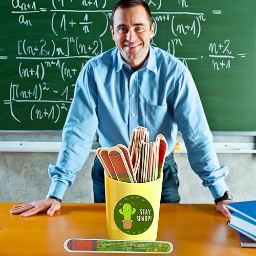 Miniatura 7 de 4E's Novelty 36 palitos de cactus con taza de almacenamiento, palitos para contar nombres, agrupación de estudiantes, aula, maestros, suministros