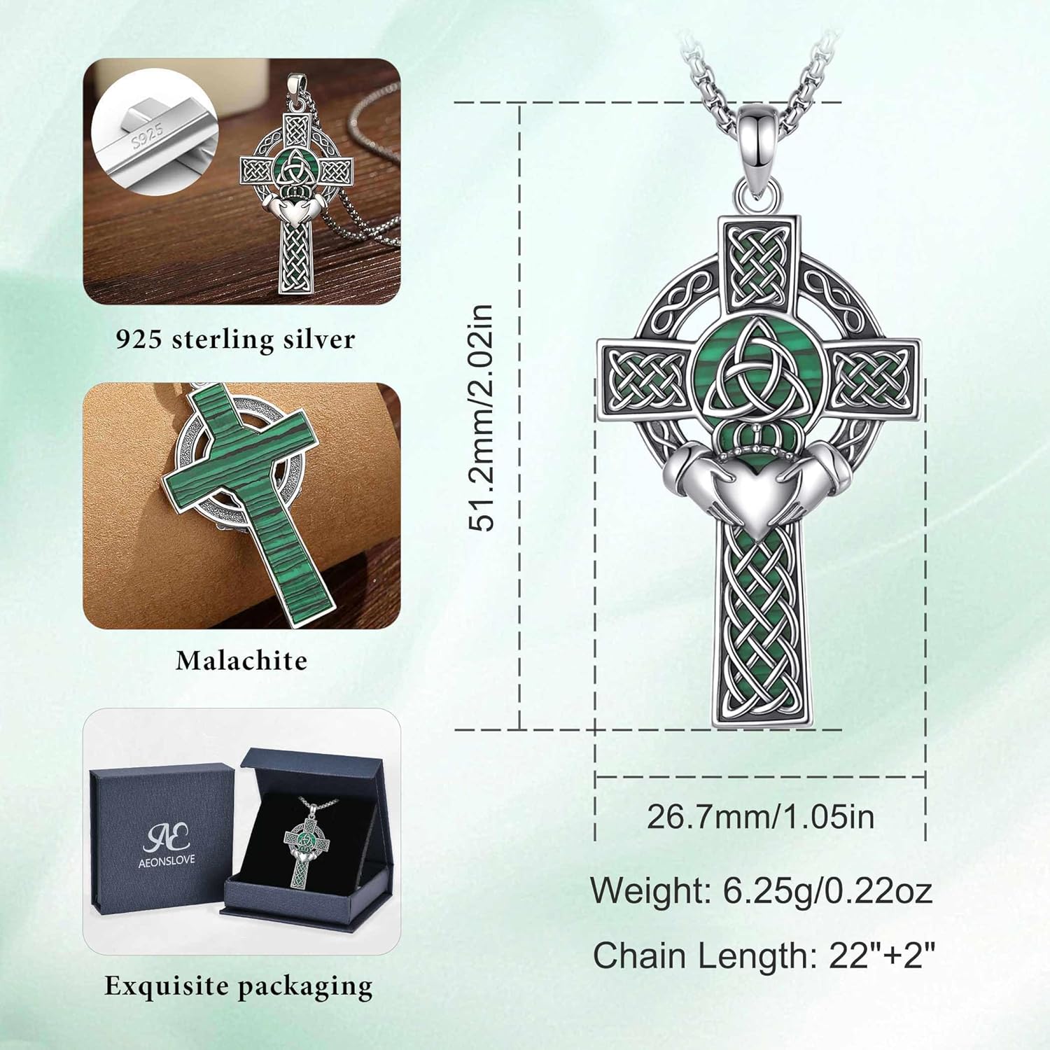 AEONSLOVE 925 Sterling Silver Saint Benedict/St Michael/Cruz de Caravaca Pendant Necklace Religious Gifts for Women Men - Image 6