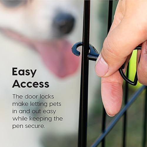 Miniatura 5 de IRIS Corralito de metal para mascotas, pequeño, mediano y grande, valla segura portátil fácil de montar en el patio, campamento al aire libre, 42