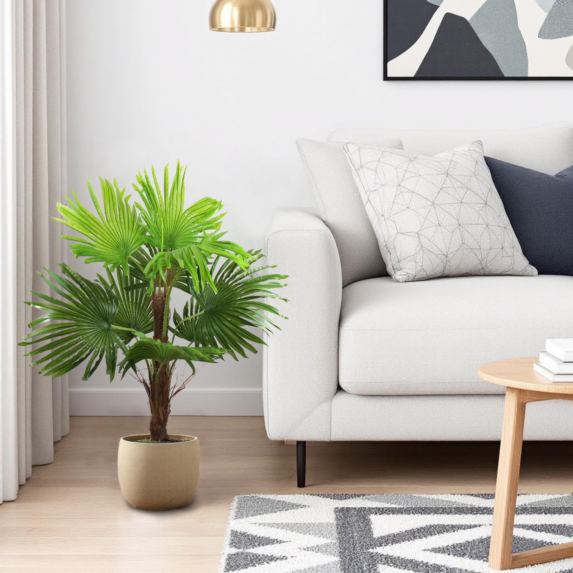 Palmier Artificiel 90 cm 9 Feuilles Plante Tropicale décorative en Pot