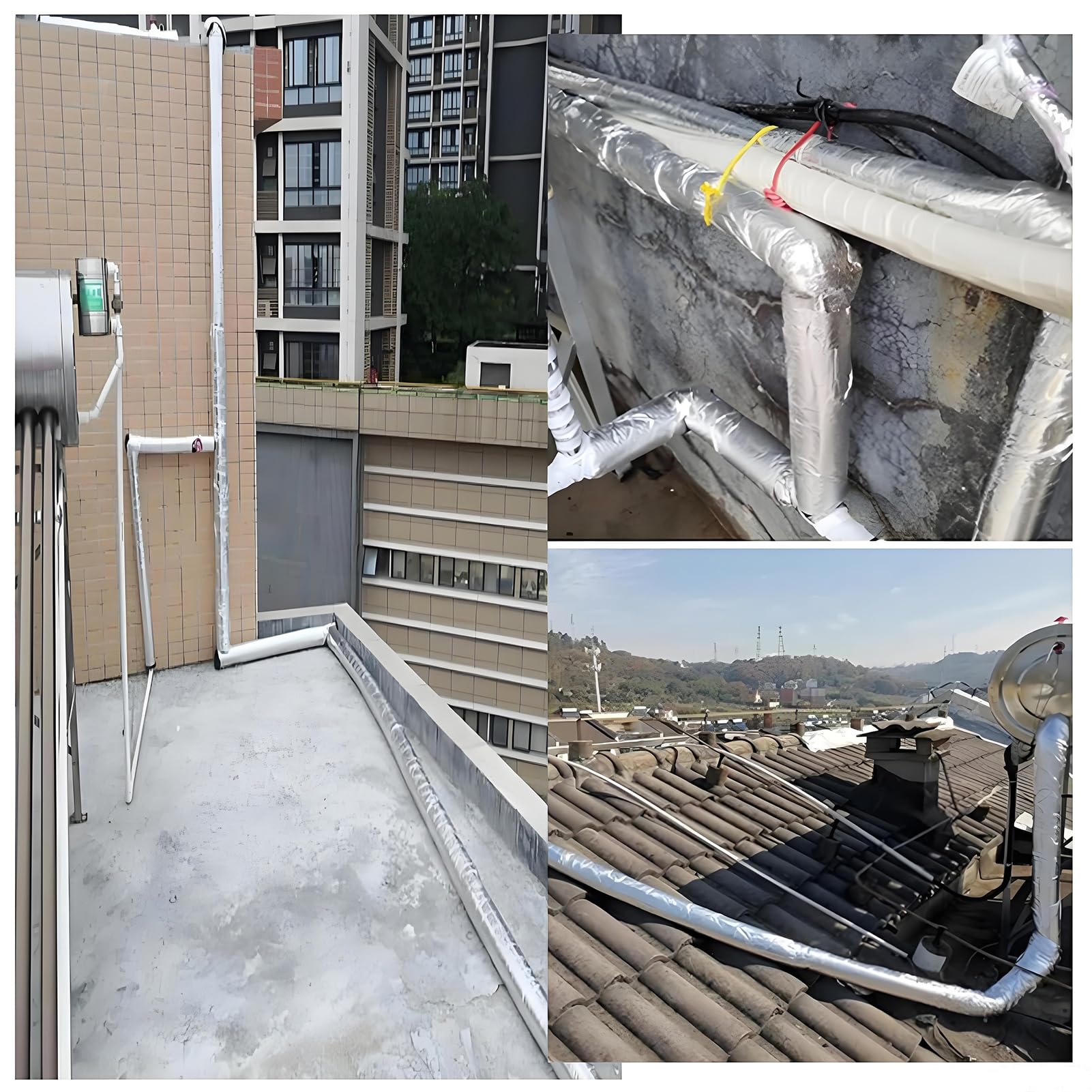 Aislamiento de Tuberías para Exterior Aislante Tubo Aire Acondicionado Coquilla Aislamiento de Aluminio Autoadhesivo Fundas de Aislamiento Térmico para Tuberías (ID)219mm x (T)30mm x (L)0.95m