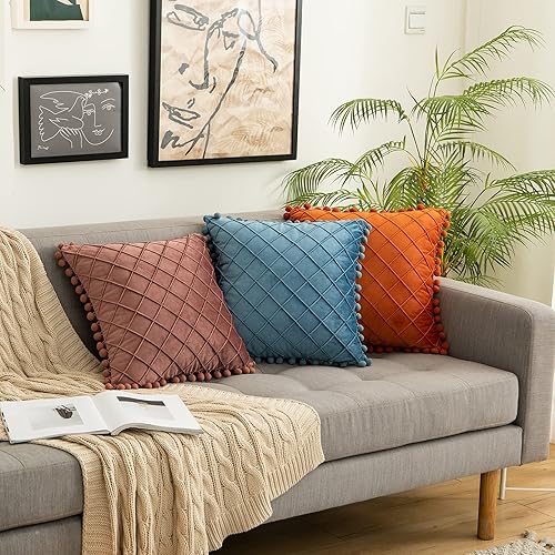 Miniatura 3 de Juego de 2 fundas de almohada decorativas de 18 x 18 pulgadas, fundas de almohada cuadradas suaves para sala de estar, sofá, cama, decoración del