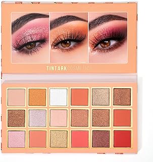 Peach Please 18 Colour Eyeshadow Palette for Beauty - Eyeshadow Cosmetics with Matte Metallic Sparkle Shimmer Pink & Highlighter Eye Makeup for Girls & Powder Eye Shadow Pallet