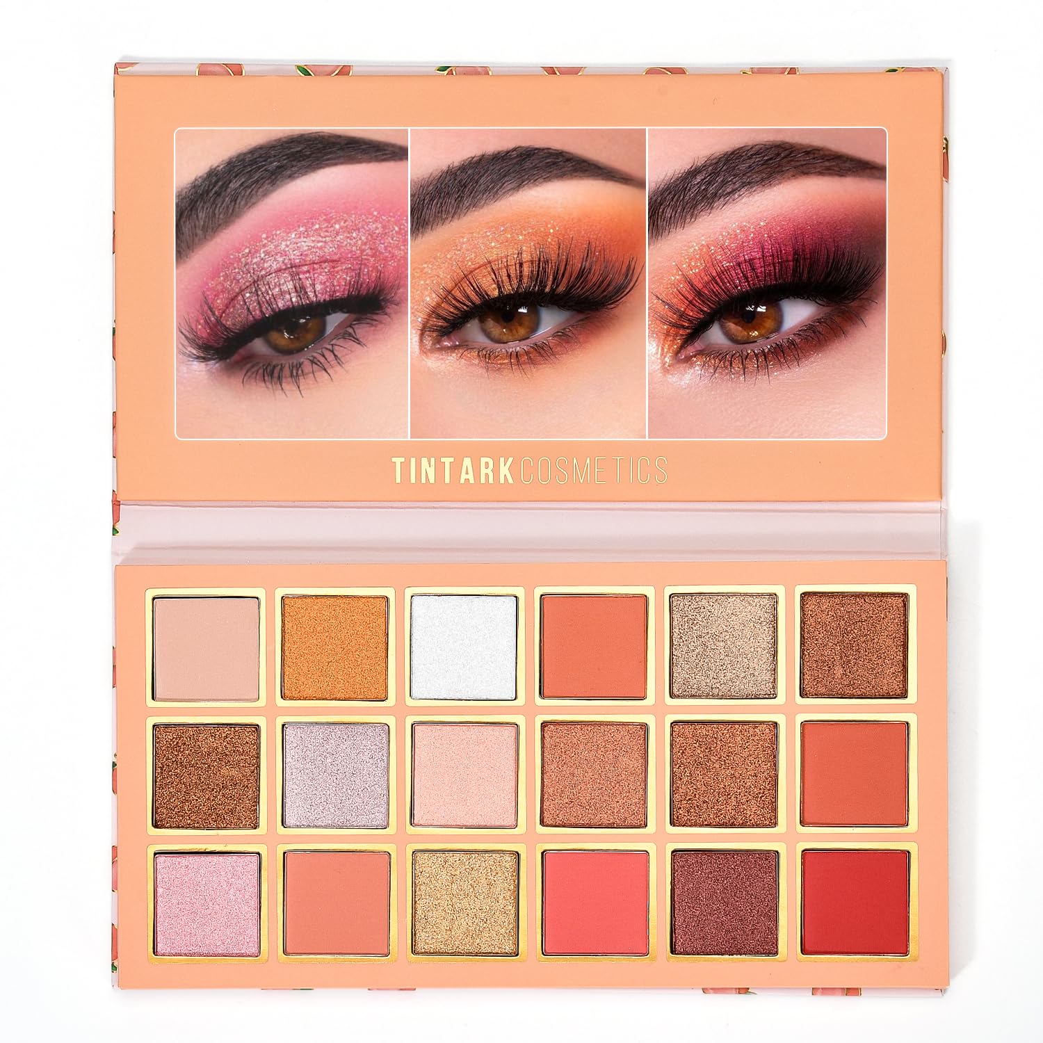Peach Please Eyeshadow Palette Makeup, Metallic Shimmer Matte Eye Shadow Pallets for Women Peach Pink Brown Smoky Eye Make-up Long Lasting, Talc Free