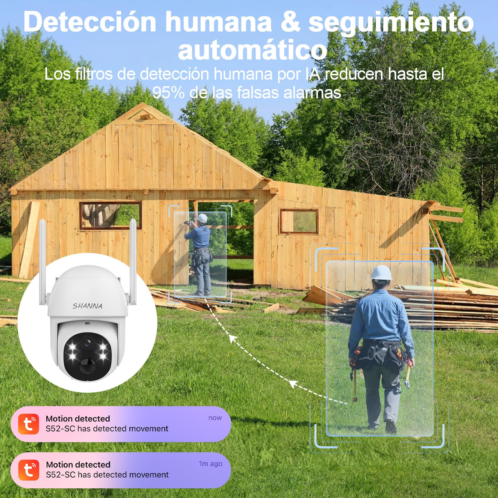 [Datos ilimitados gratuitos de por vida] Camara Vigilancia Solar con eSIM, 2K Camara 4G Exterior Solar con Baterías de 7800mAh,Visión Nocturna a Color,Seguimiento Automático,Audio de Dos Vías,IP66