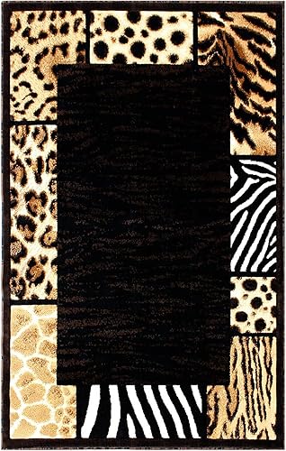 Alfombra con diseño de animales Skinz 73, color negro (5 pies x 7 pies)