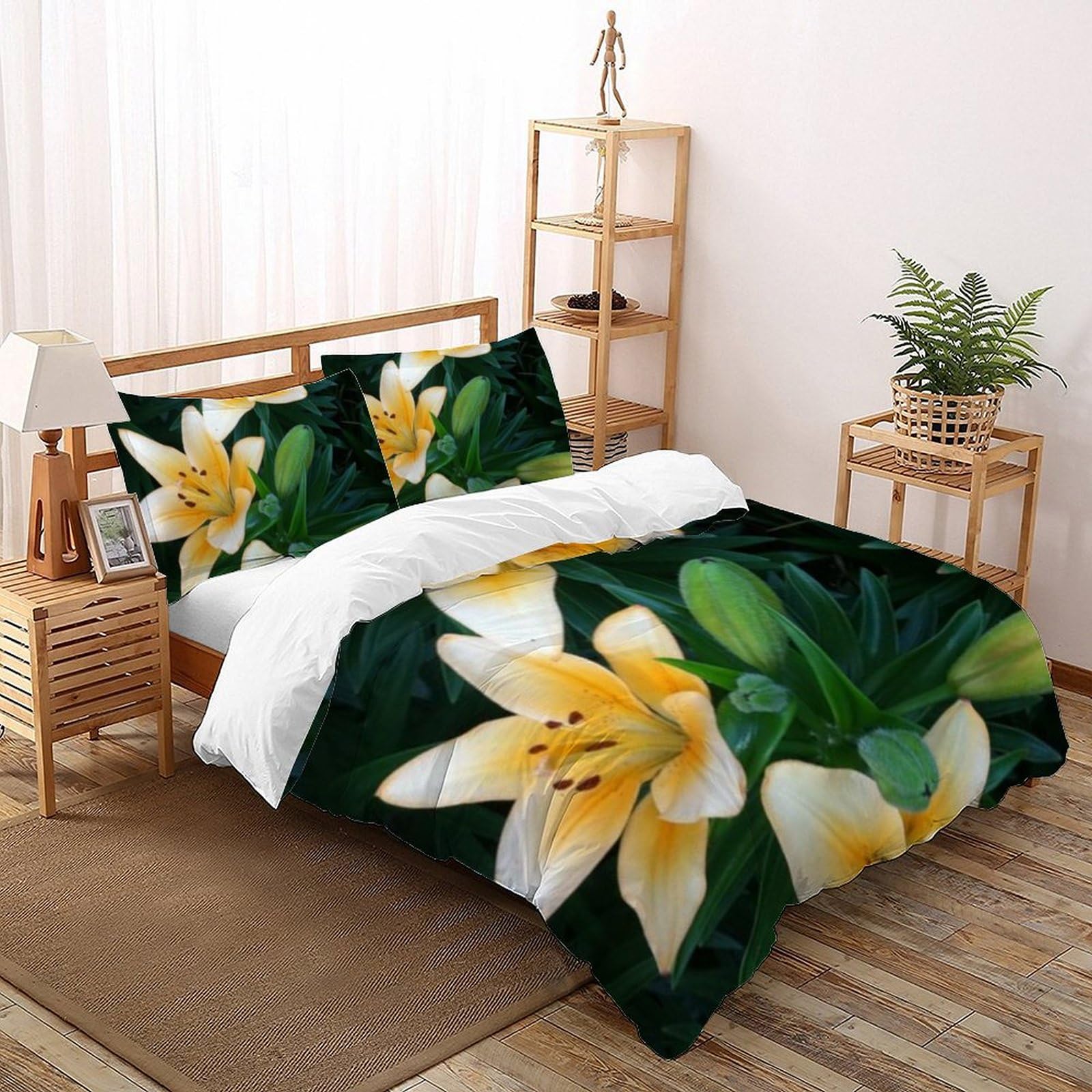 Housse de couette super king en microfibre premium au motif floral romantique