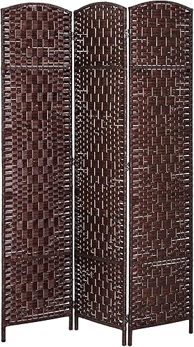 Miniatura 10 de HOMCOM Divisor de habitación, pantalla de privacidad plegable de 6 paneles, divisor de pared de 6 pies de altura portátil de mimbre entretejido para