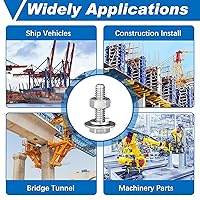 Vista 7 de Therwen Juego de 80 tornillos de cabeza hexagonal de acero inoxidable de 1/4-20 x 1 pulgada, tuercas, arandelas planas, pernos y tuercas gruesos
