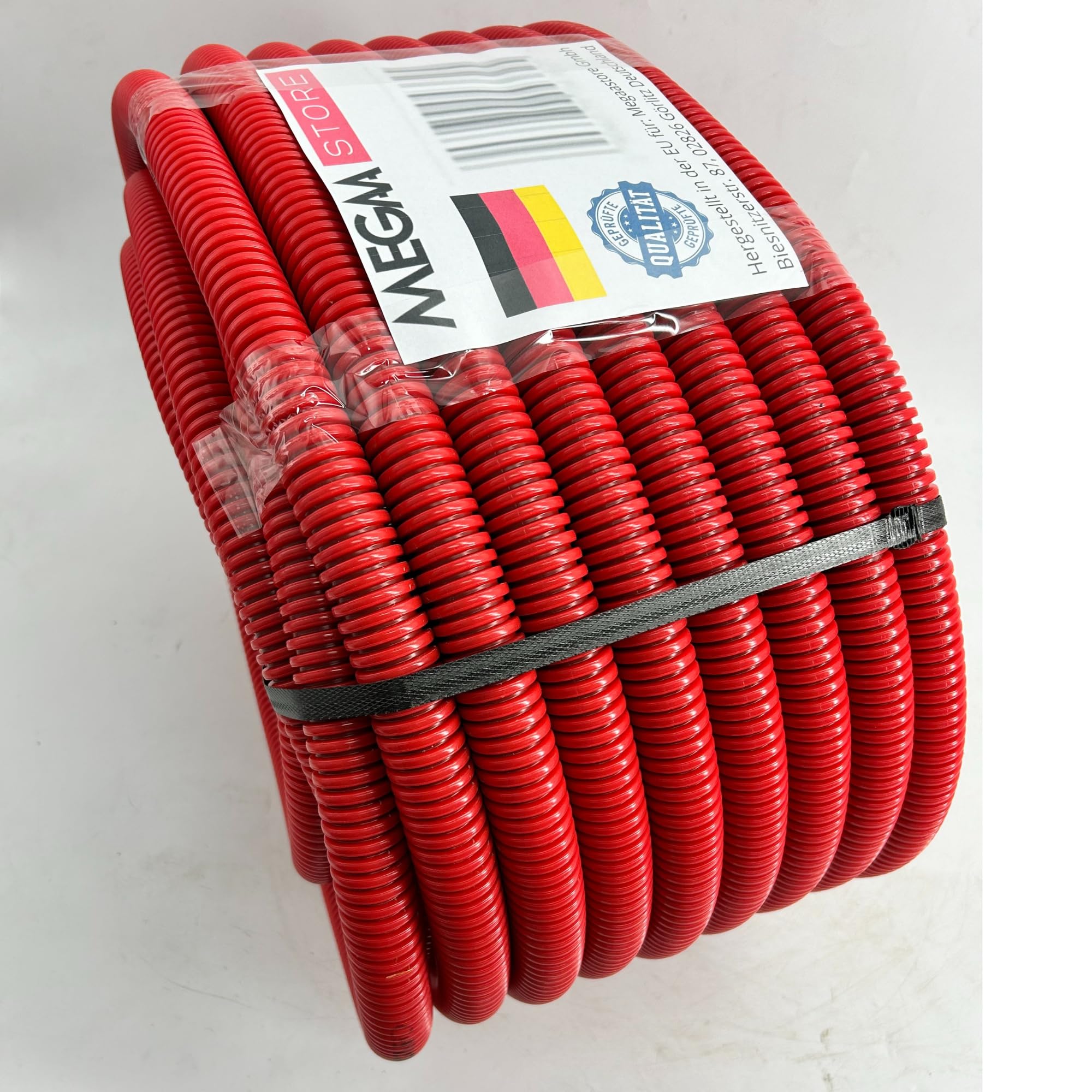 Unterirdisches Wellrohr M50 mm | Leerrohr Elektrorohr Erdwellrohr Rot | 5m 10m 25m 50m (50 meter)