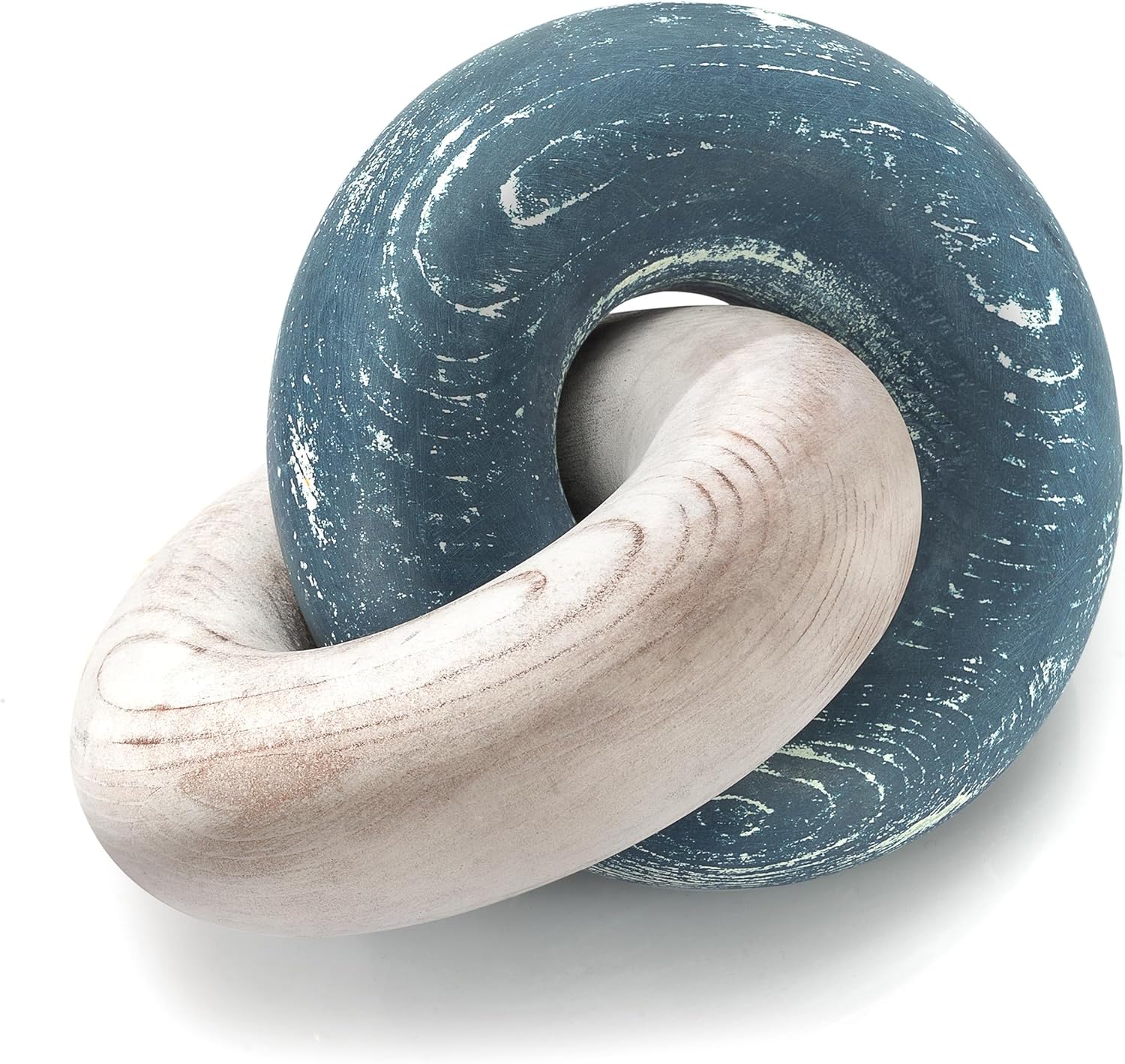 EOSAHR Decorative Pine Wood Knot Decor – Simple Modern Wood Chain Link Decor for Coffee Table, Book Shelf, Entryway Table – Decorative Knot for Stylish Home Décor Accents (Blue & White) EOSAHR Decorative Pine Wood Knot Decor – Simple Modern Wood Chain Link Decor for Coffee Table, Book Shelf, Entryway Table – Decorative Knot for Stylish Home Décor Accents (Blue & White)