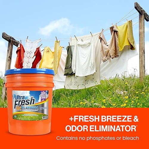 Miniatura 5 de Ultra Fresh Platinum Fresh Breeze HE - Detergente líquido para ropa con eliminadores de olores, concentrado, hasta 640 cargas. 5 galones (640 onzas)