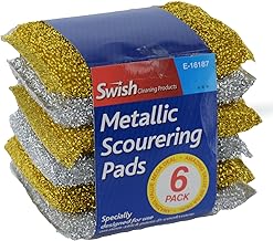 6x Metallic Scouring Pads Washing Up Non Stick Scratch Kitchen Sponge Scourer Shopmonk