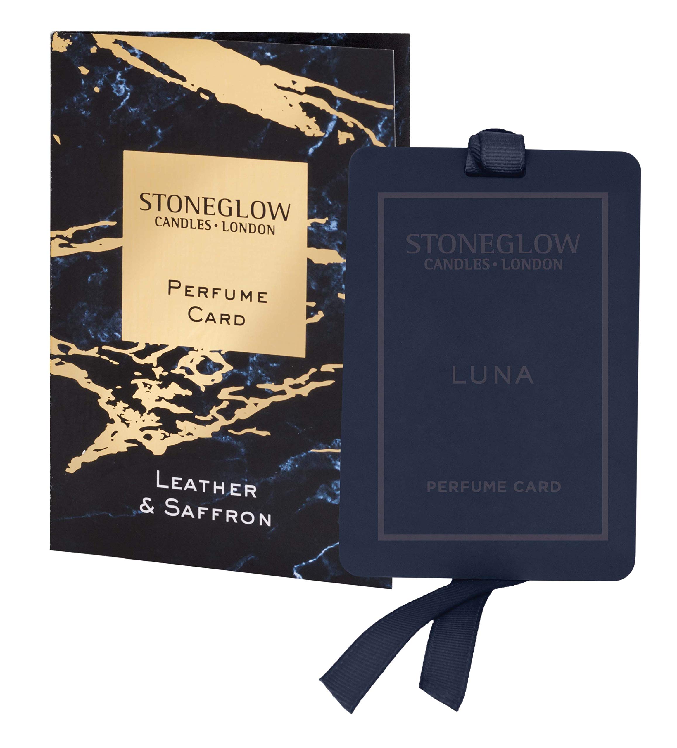 Stoneglow Leather and Saffron Perfume Card Scented Sachet With Hanging Ribbon