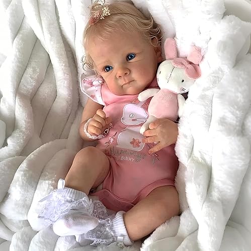 Miniatura 12 de iCradle Lovely Real Look Reborn Baby Doll Girl - Muñeca de silicona de 20 pulgadas con pelo rubio arraigado, juguete realista para niños pequeños a