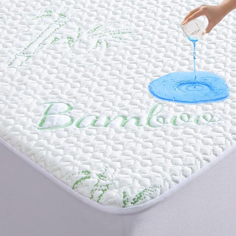 GOONIK California King Mattress Protector, Breathable Bamboo Viscose Waterproof Cal King Mattress Pad Cover with 6-18 inches Deep Pocket