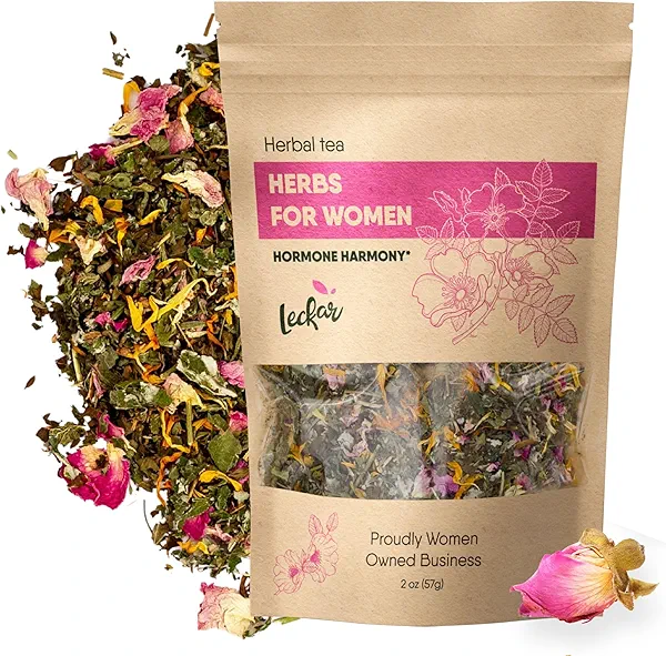 Organic Herbs for Women Herbal Tea Blend with Lemon balm, Raspberry leaf, Calendula, Rose, St. John's wort (Herbal Tea)