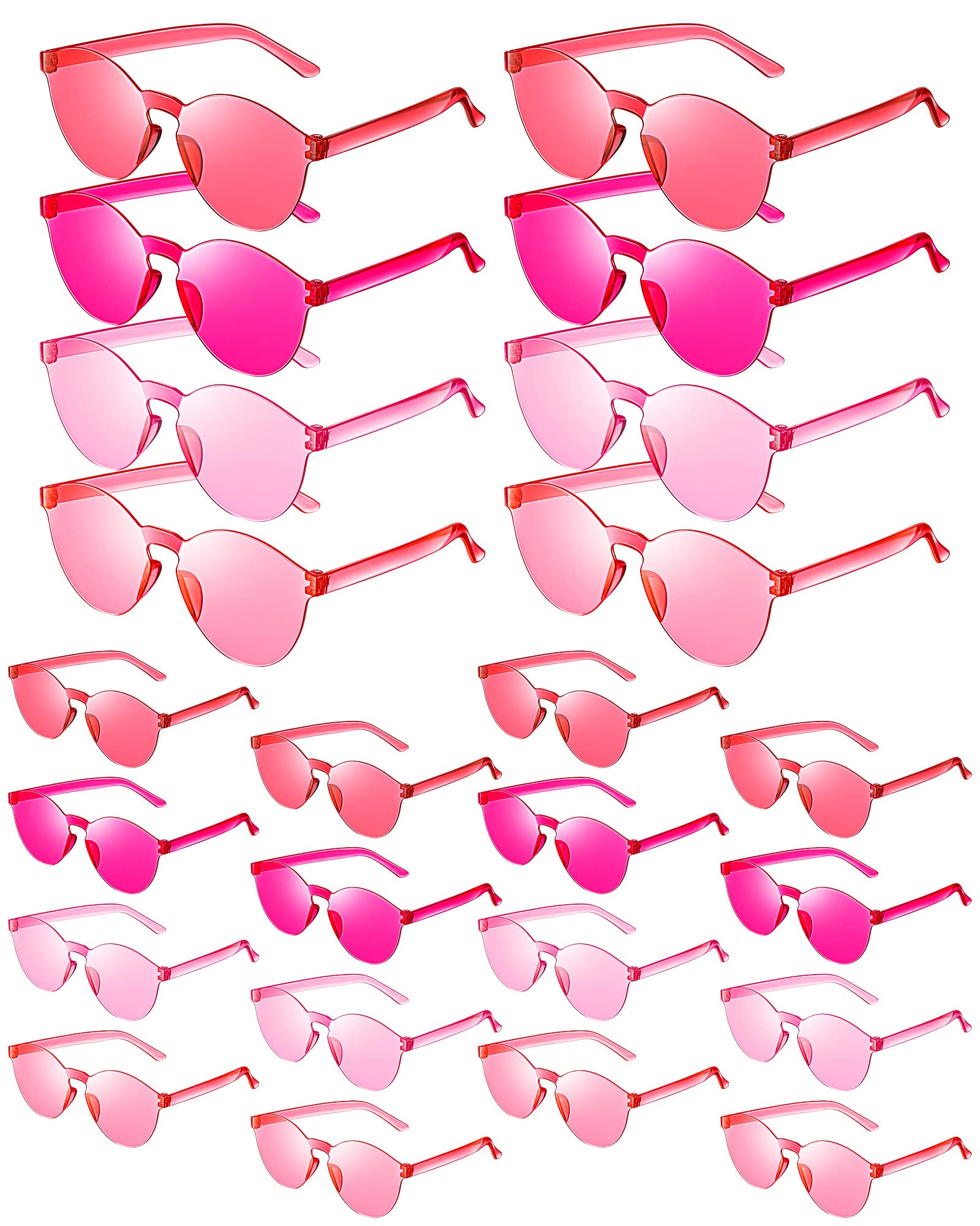 Photo 1 of 2 pack of Fabbay 24 Pack Round Rimless Sunglasses Transparent Candy Colored Sunglasses Tinted Eyewear Cool Sunglasses for Women Summer Party Favor