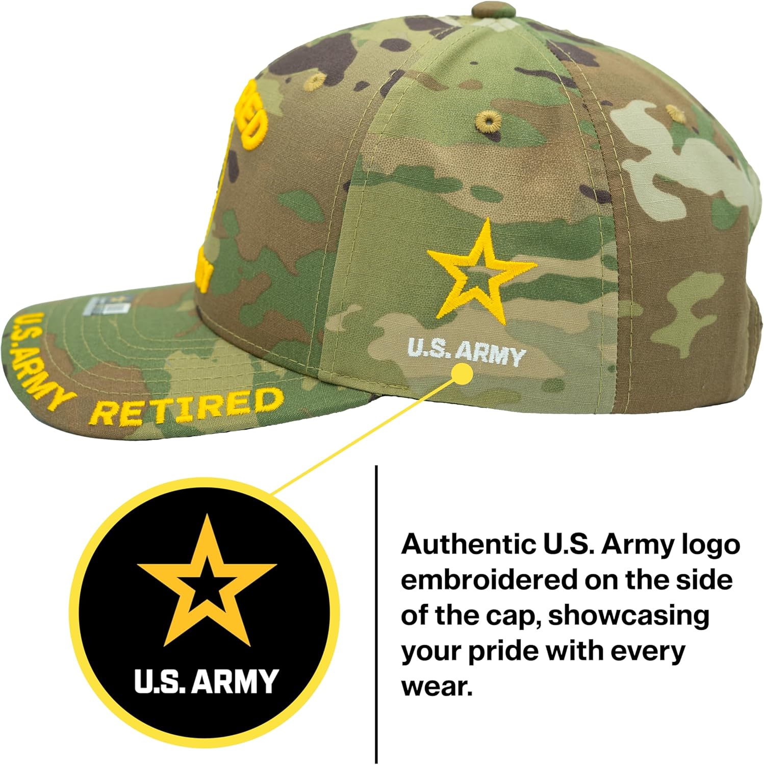 Retired US Army Veteran Hat Official Licensed Army Hat, Adjustable Baseball Cap for Men Tactical Hat - Image 4
