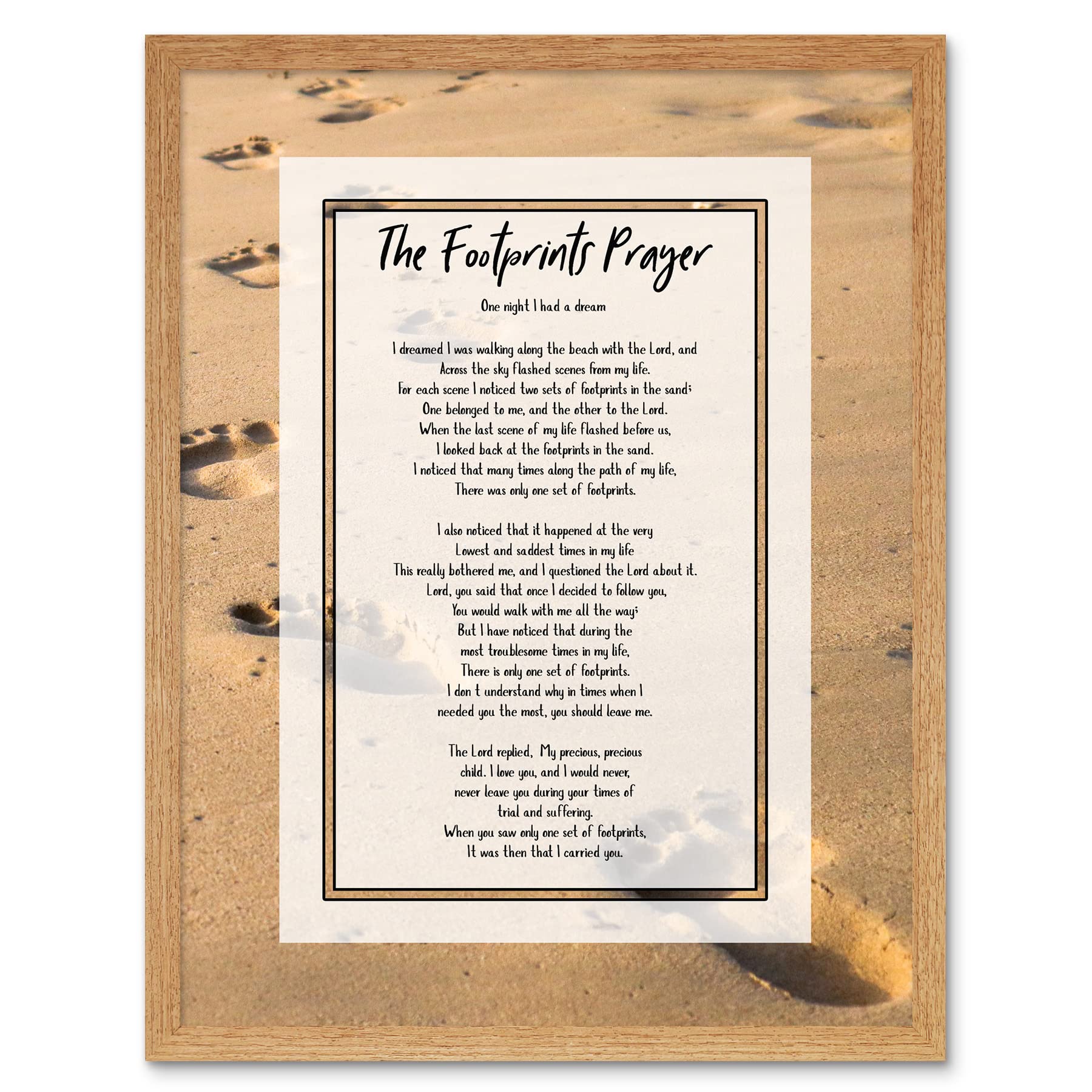 Artery8 Jesus Lord Footprints In The Sand Poem Inspirational Art Print Framed Poster Wall Decor 12x16 inch