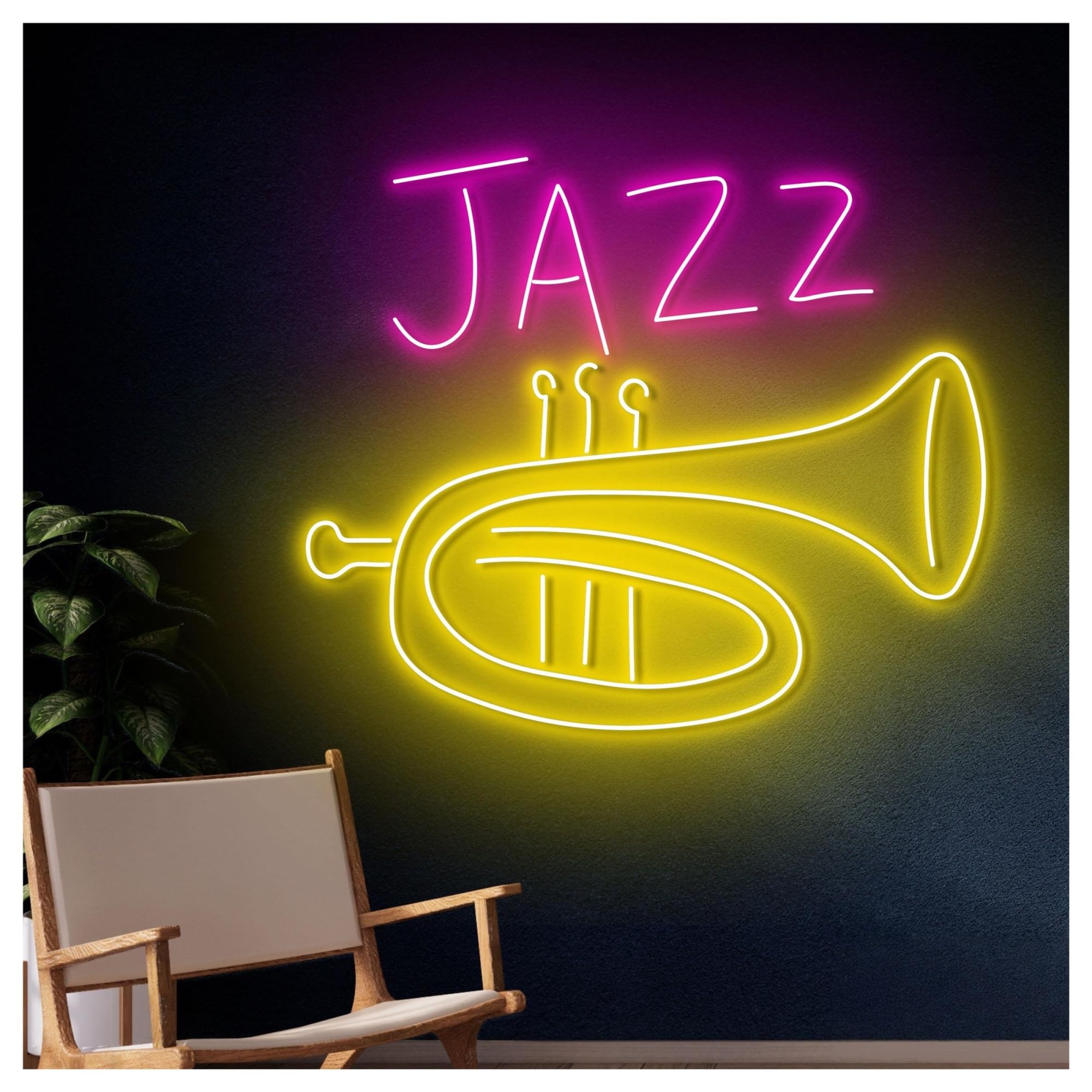 Luci al Neon Da Parete Insegna Al Neon A Forma Di Tromba, Luce LED Jazz, Decorazione Da Parete Per Sala Concerti, Per Appassionati Musica, 50cm
