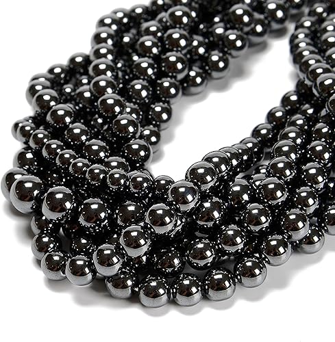 38 cuentas de hematita de 0.394 pulgadas (0.394 in), piedra natural, piedras preciosas redondas auténticas para hacer pulseras y cadenas de joyería