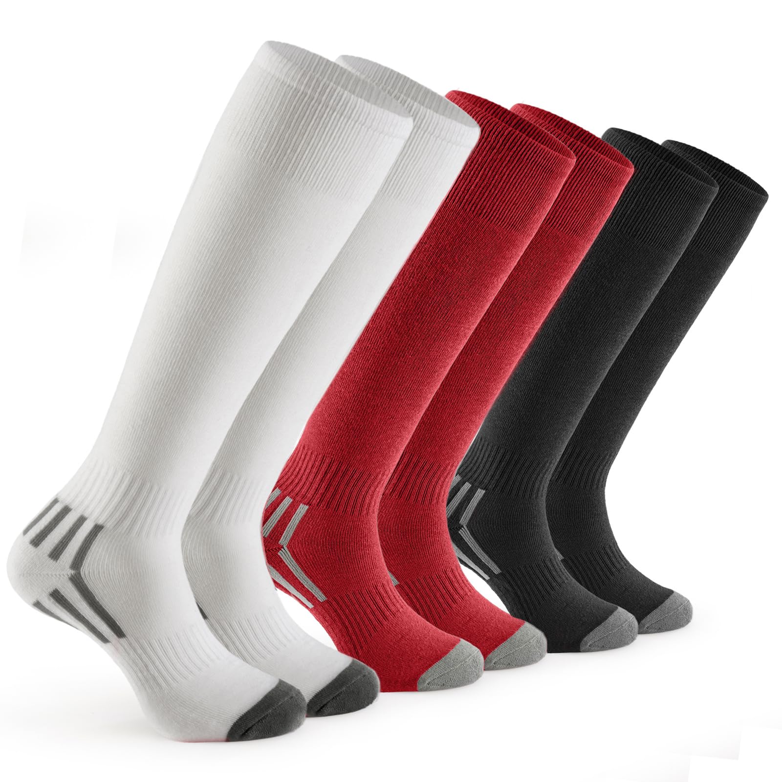 GRAPMKTG 3 Pack Soccer Baseball Softball Socks for Youth Women and Men Knee High Football Socks for Boys Girls