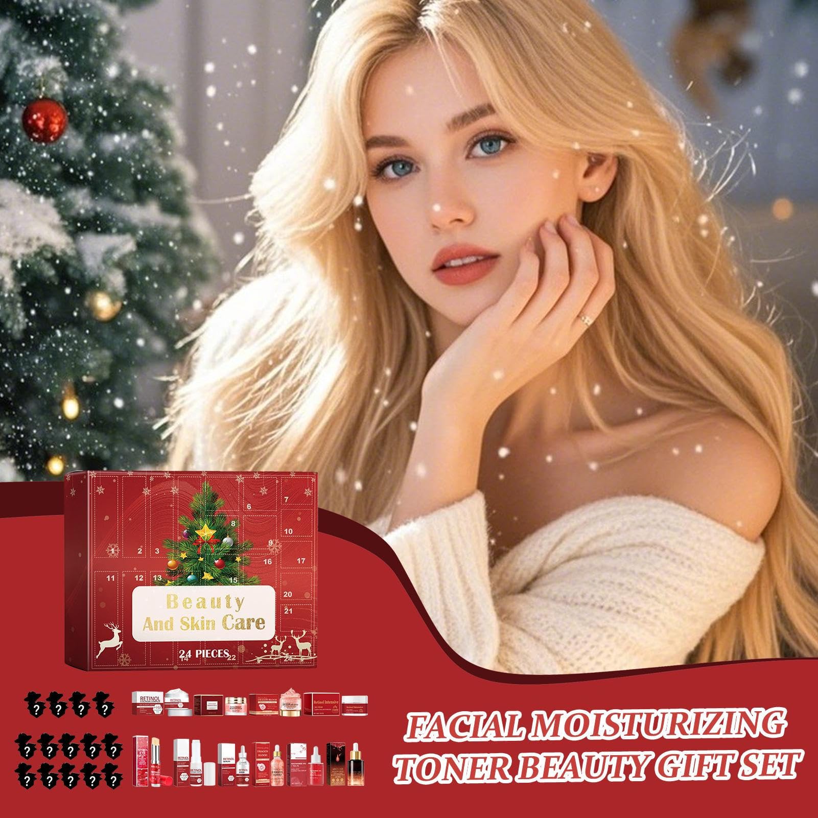 Weihnachtskalender Advent - Hautpflege Gesichtscreme Kit, Urlaub Beauty | Set für tägliche Bad und Körperroutine, Geschenk für Frauen Männer Geburtstag Weihnachten Muttertag Körperverwöhnung