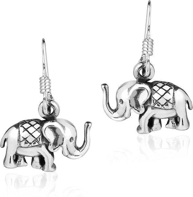 Mini Royal Thai Elephant .925 Sterling Silver Dangle Earrings
