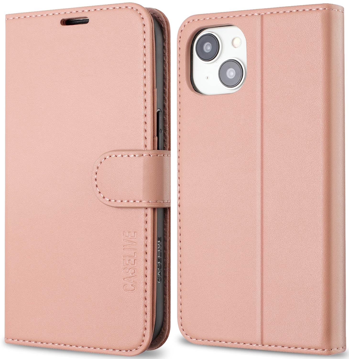 CASELIVE for iPhone 13 Wallet Case/iPhone 14 Wallet with Card Holder [Premium Leather Folio Case][RFID Blocking][Shockproo...