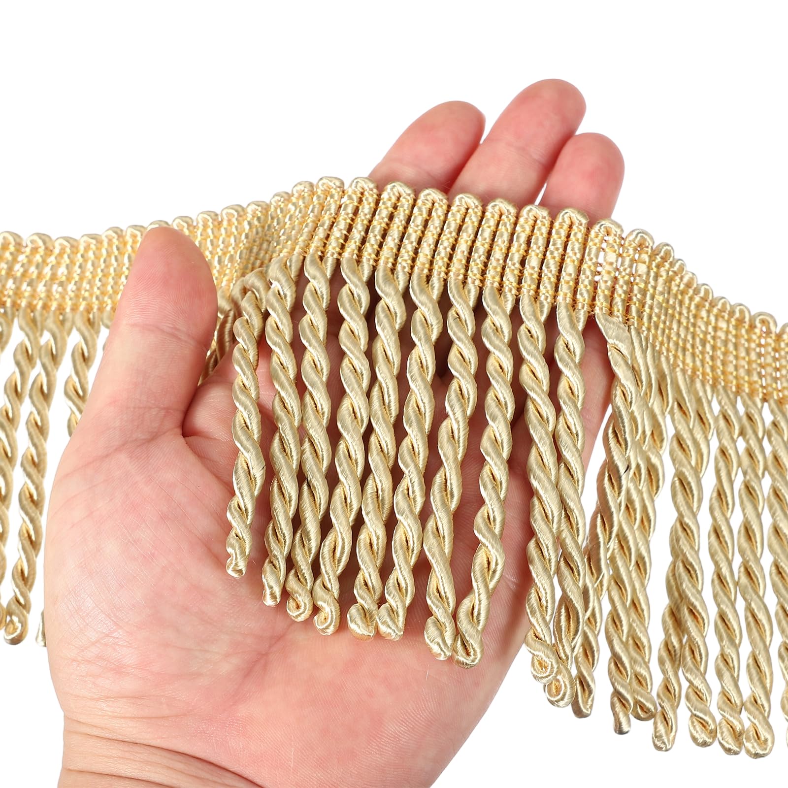 PATIKIL Light Beige Fringe Trim, 5 Yards x 4inch Fringe Trim Curtain Tassel Thick Long Fabric Sewing for Curtain Sofa Clothes DIY Decoration
