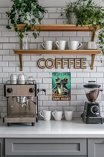 Miniatura 6 de Letrero de metal con temática de café, diseño de rana, arte de pared retro, decoración de cocina, rústico, bar, cafetería, placa de hierro, pintura