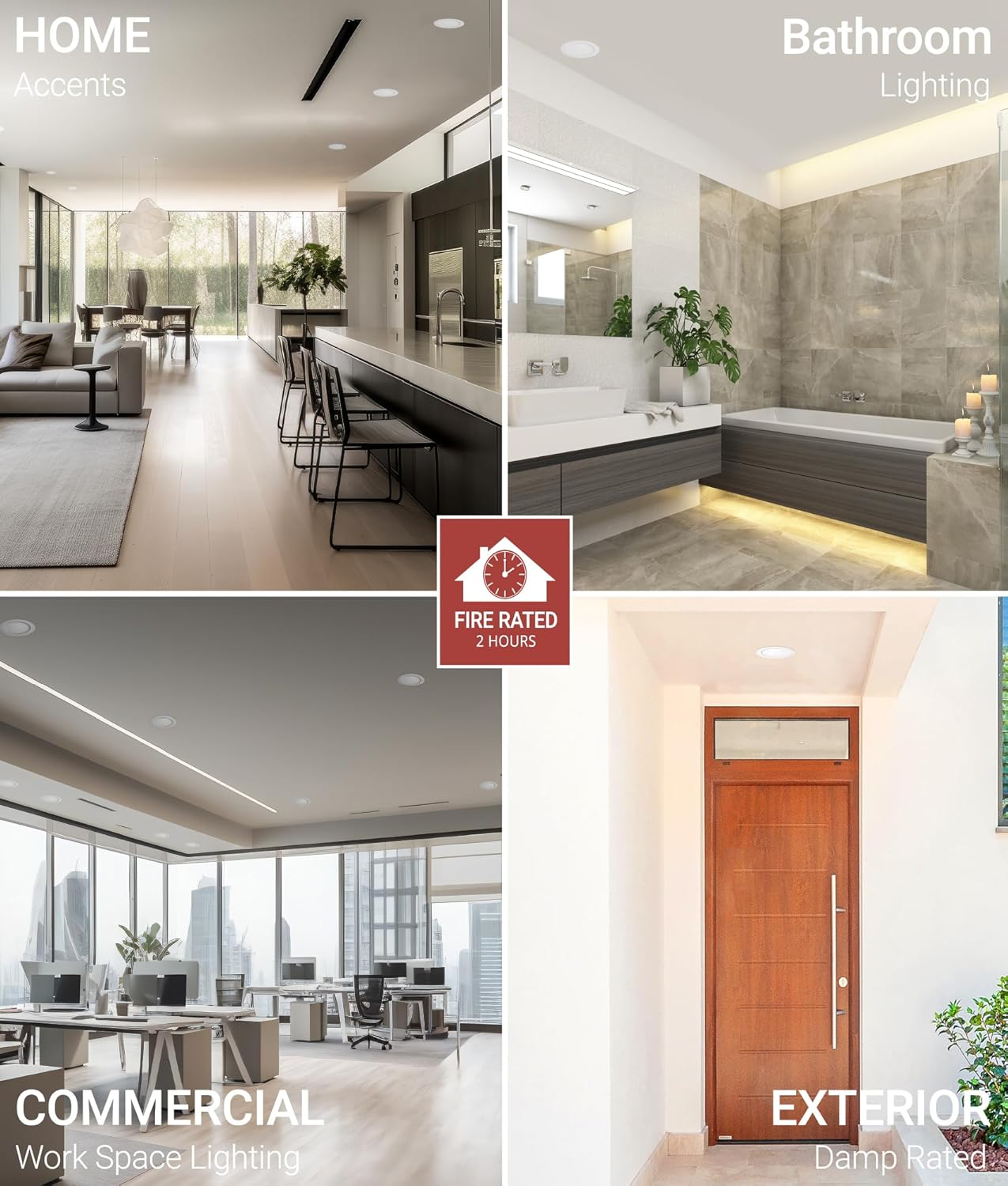 NUWATT 12 Pack 6 Inch 2 Hour FIRE Rated LED Recessed Lighting, 2700K/3000K/3500K/4000K/5000K Selectable, 1200 Lumens Dimmable, Wet & IC Rated Ultra Thin Canless LED Wafer Lights, No Fire Cone Needed - Image 5