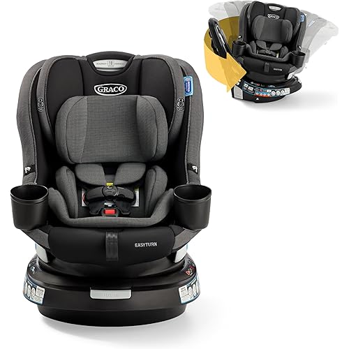 Graco EasyTurn 360 2-in-1 Convertible Car Seat, 360 Degree Rotating Infant to Toddler Rotating Car Seat, 2 Modes Forward and Rear Facing, Slim Design, Cyran