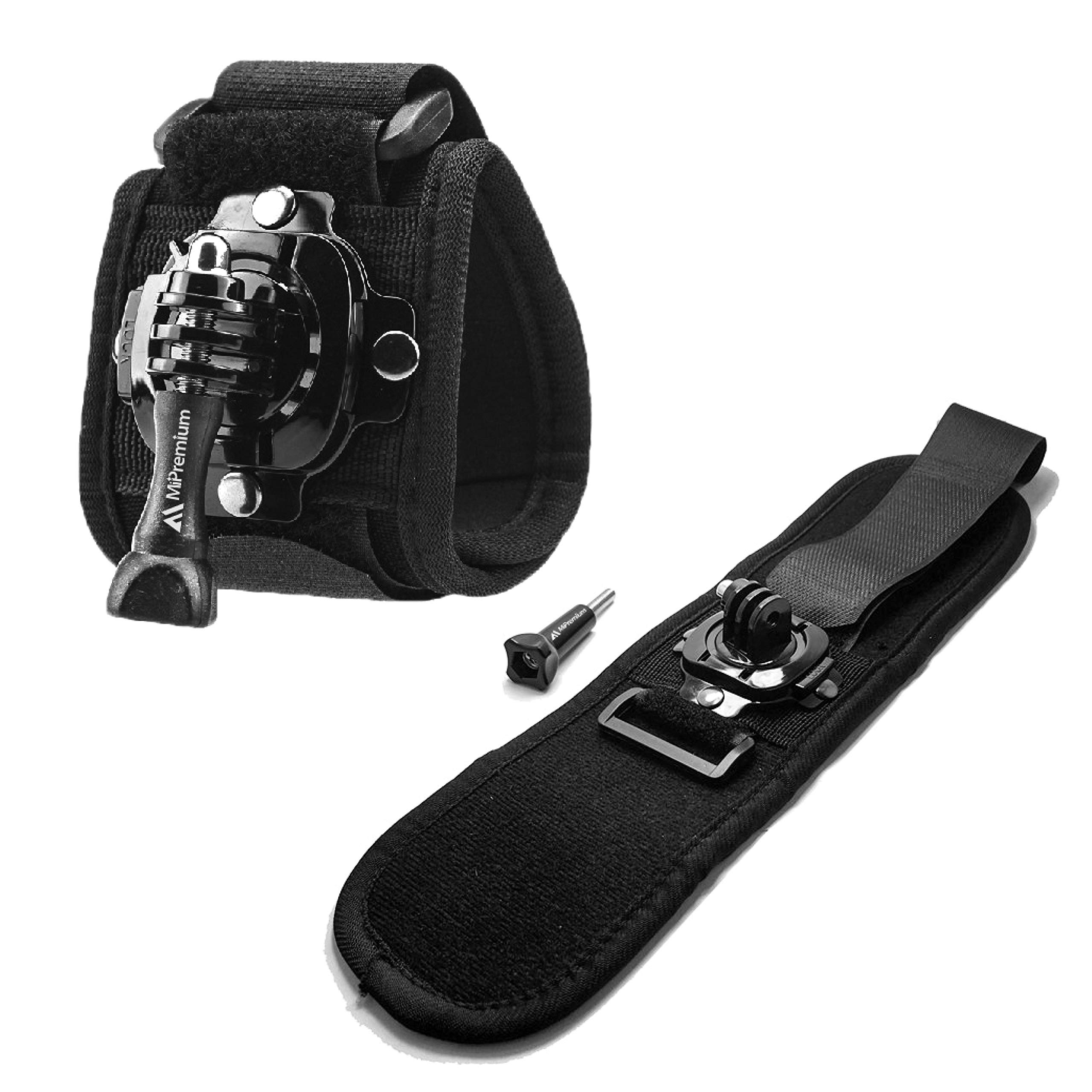 MiPremium Uchwyt paska na nadgarstek do GoPro Session czarny srebrny Hero 8 7 6 5 4 3 3+ 2 XIAOYI 4K SJCAM Xiaomi Yi EKEN Akaso regulowany uchwyt na ramię rowerowe do kamery sportowej i akcesoria