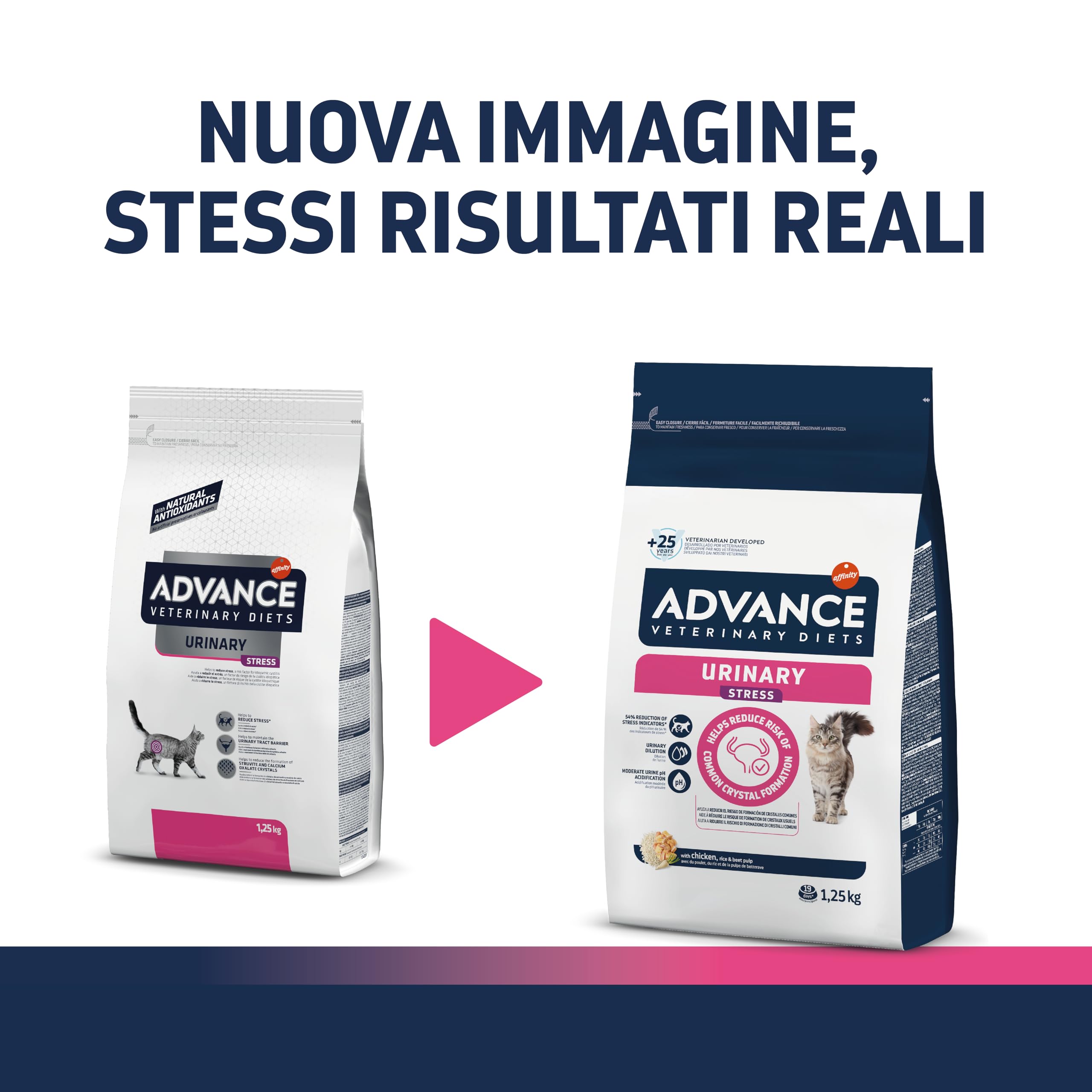 Advance Urinary Stress Cibo per Gatti, Misto, Bianco, 1.25 kg, Confezione da 1