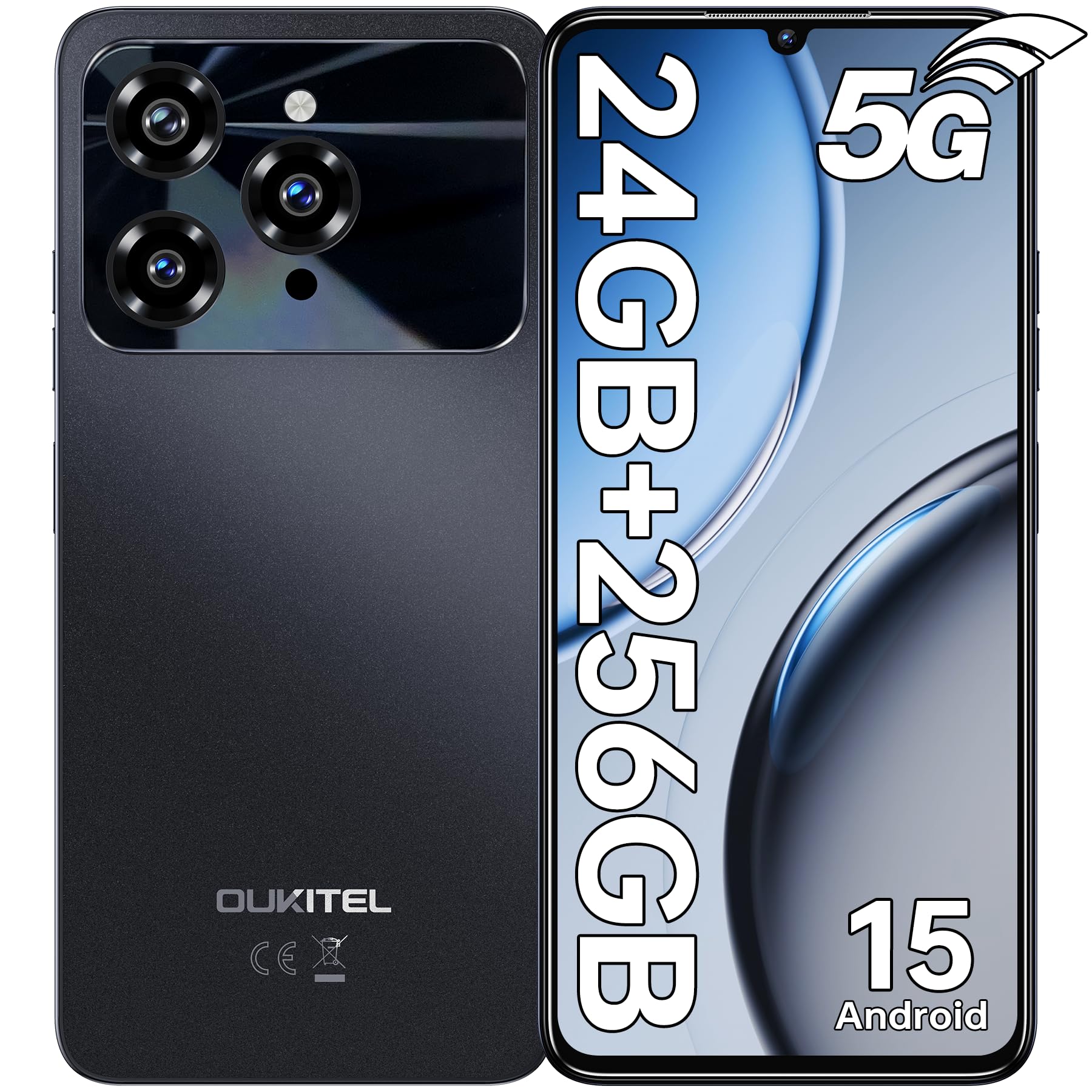 OUKITEL C6 Smartphone 5G, 24GB+256GB/1TB Mobile Phone Android 15