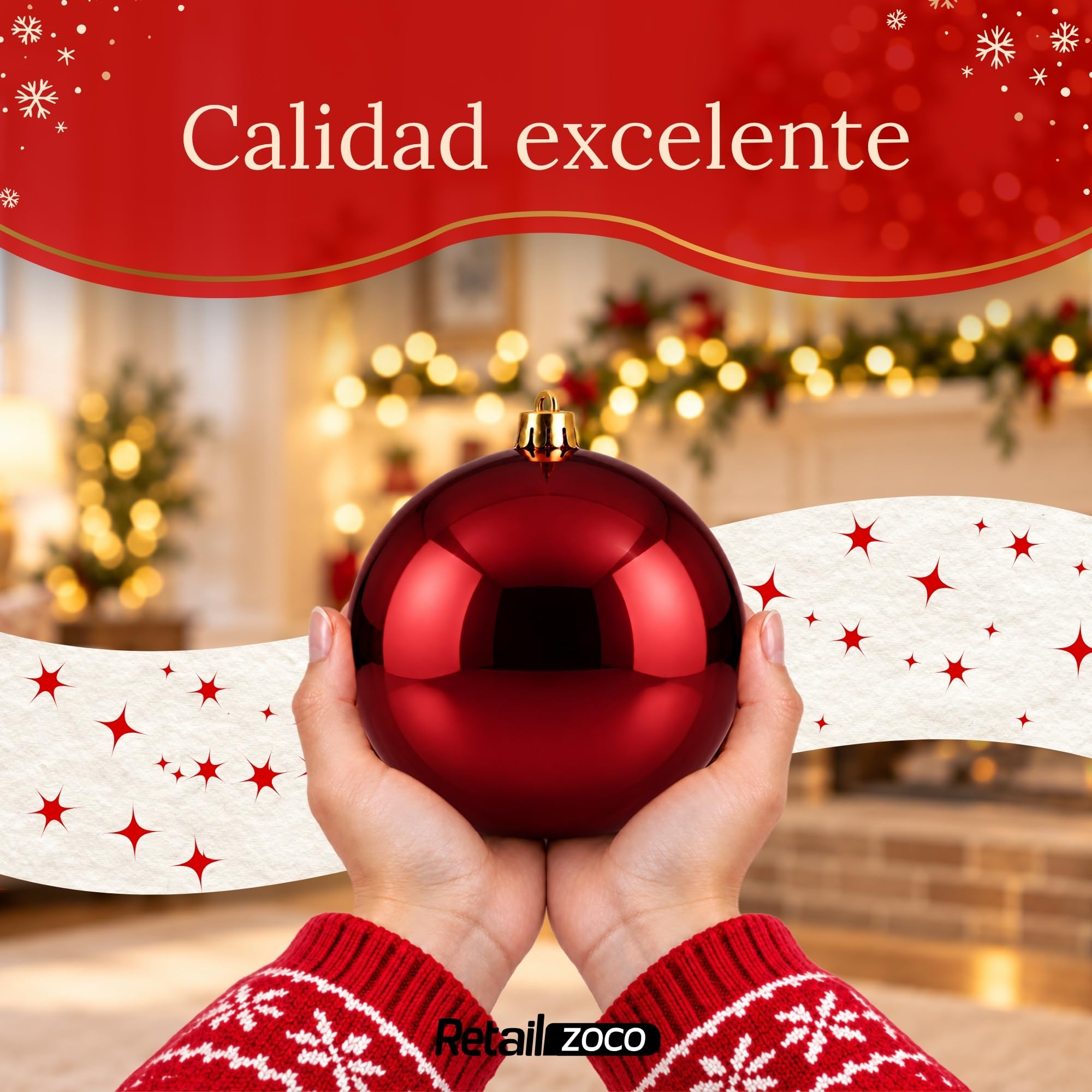 Bolas de Navidad, Adornos Arbol Navidad, 4 Piezas, Rojo Oscuro - imagen 6
