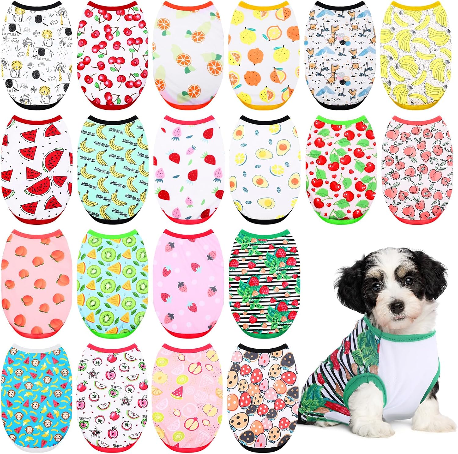 20 Pcs Dog Shirts Summer Themed Printed Puppy Clothes Breathable Soft Pet T Shirts for Small Medium Dog Puppy Cat Outfits Clothing Cute Pet Shirt (S)