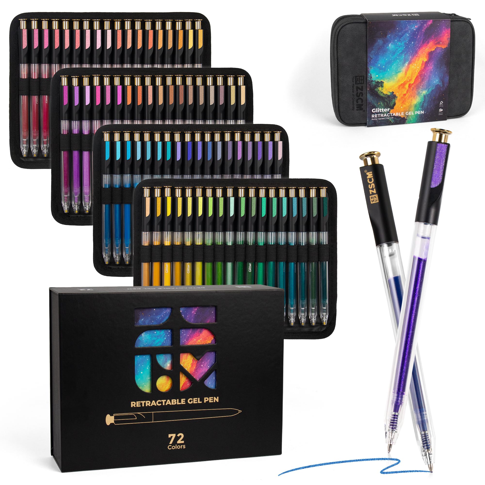 glitterセット Retractable Glitter Gel Pens,72 Colors Large Capacity Multicolor