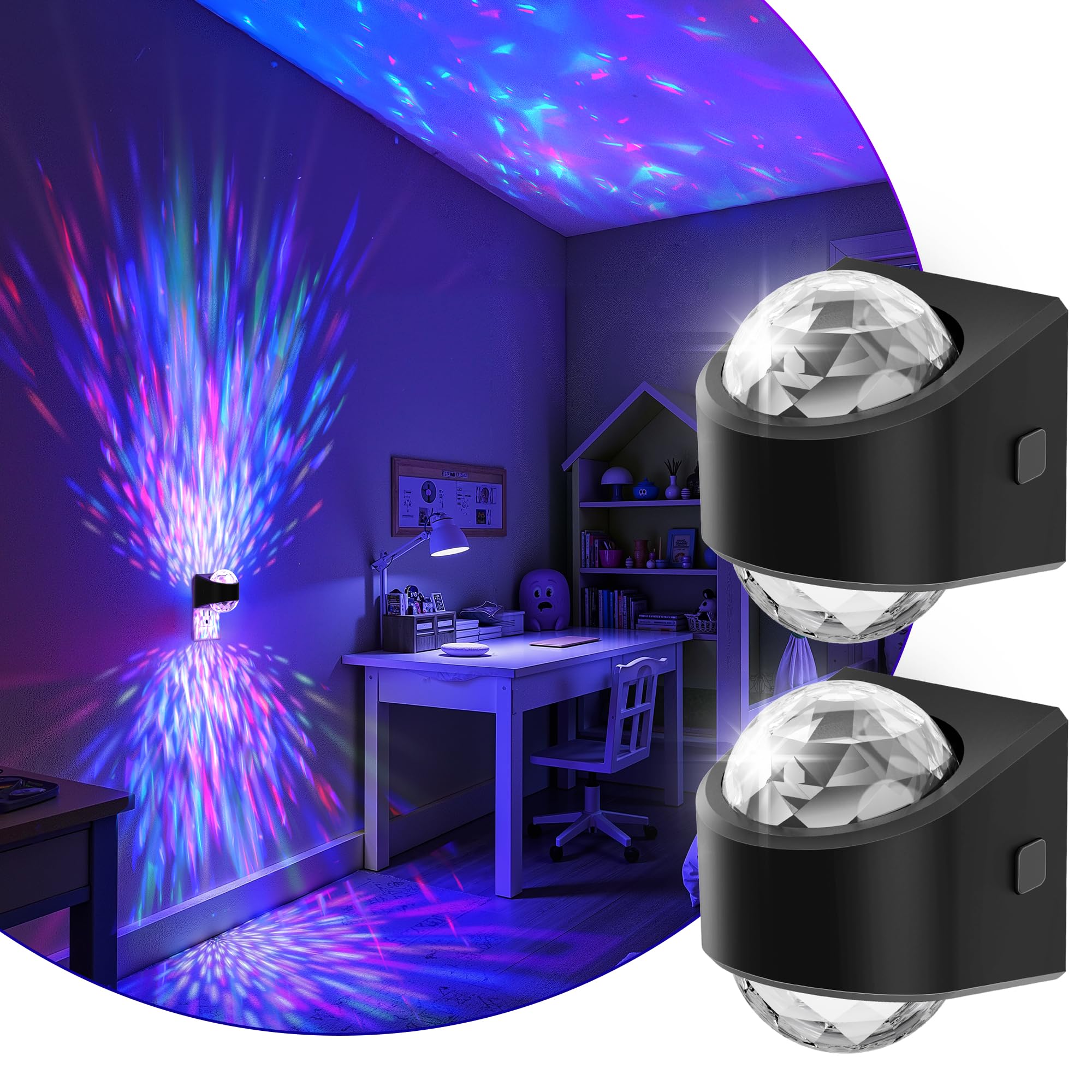 L LOHAS LED Night Light,[2-Pack] Night Light for Kids with Dusk to Dawn Sensor,9 Color Changing, Star Projector Galaxy Nightlight for Playroom Home Decor Party Christmas Birthday Gifts