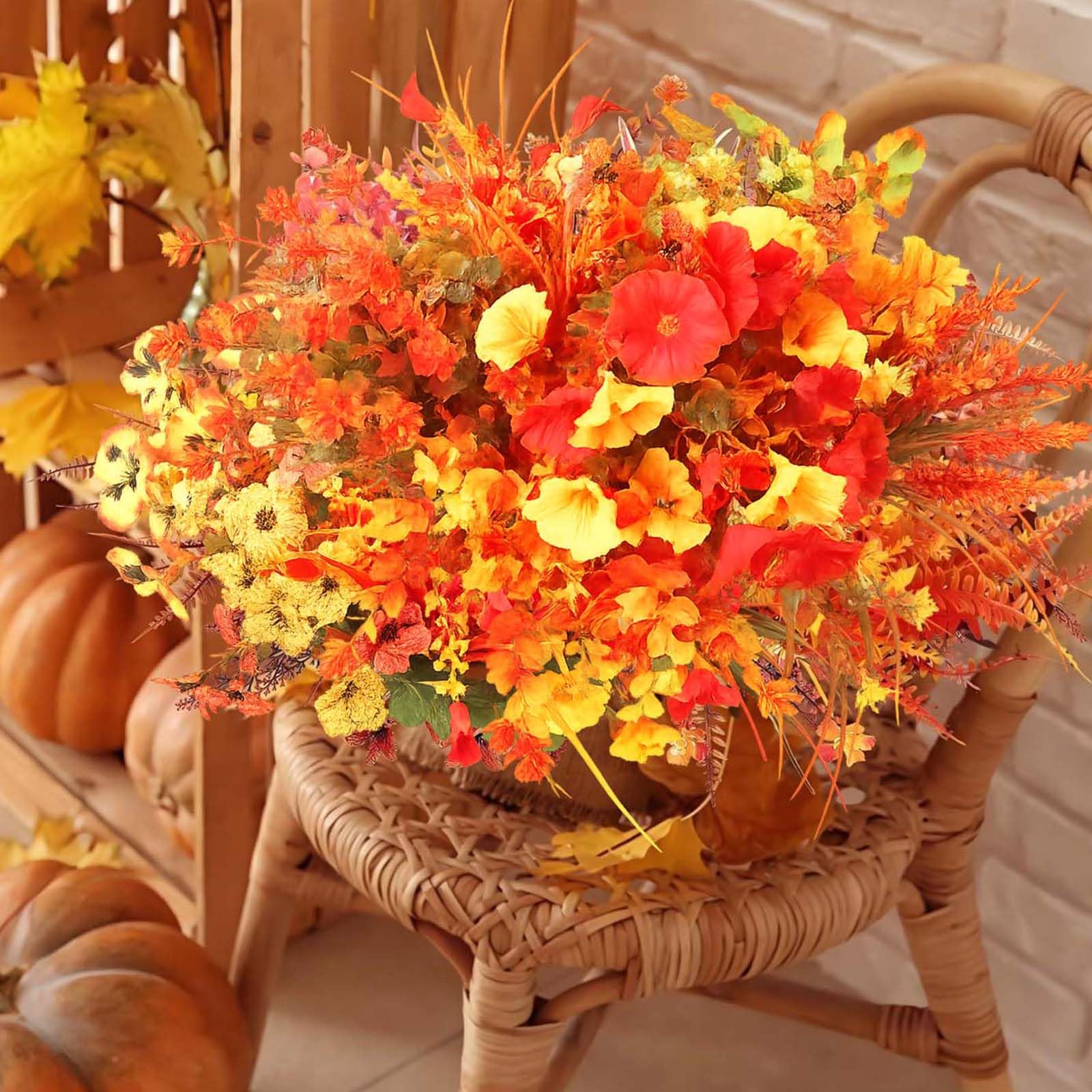 10 Bündel Künstliche Herbstblumen, Herbstblumen Künstlich Herbststrauß