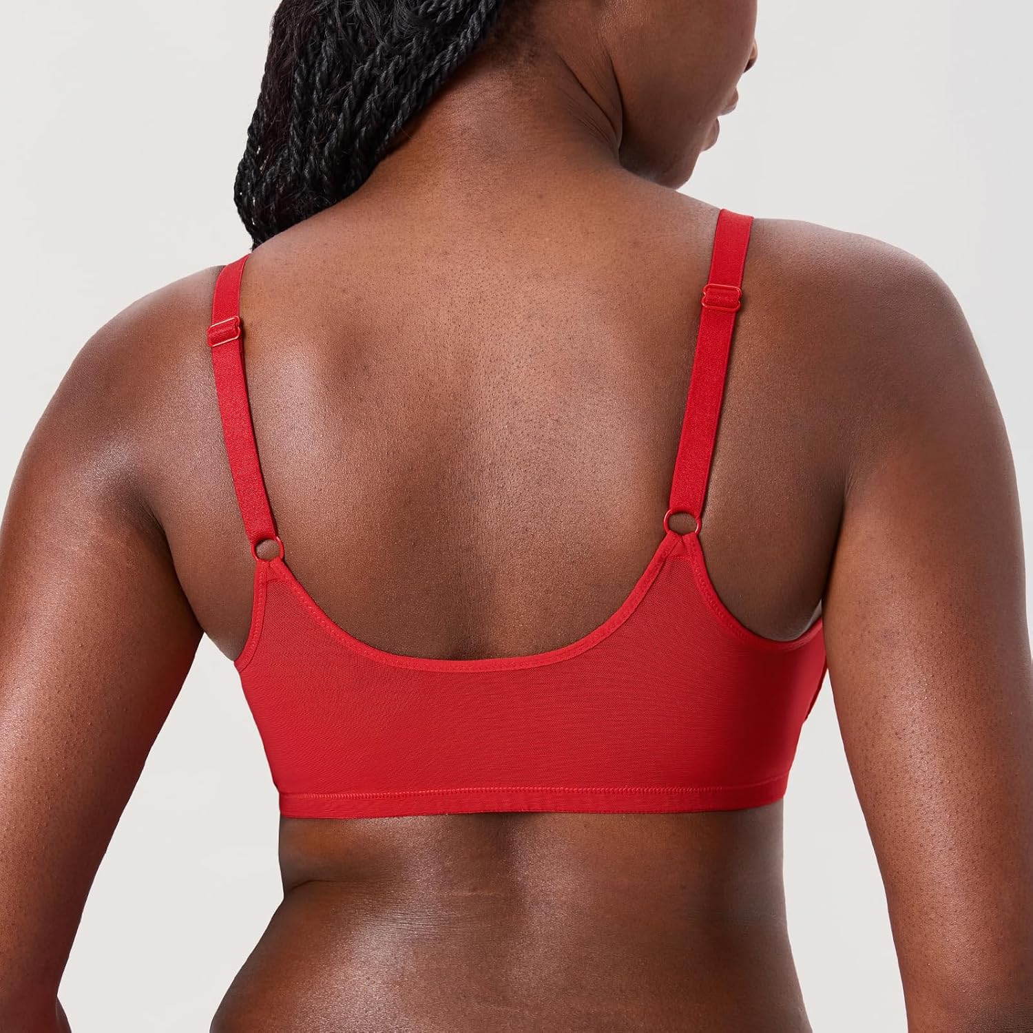 DELIMIRA Women's Front Closure Lace Underwire Sheer Bras Plus Size Full Coverage Sexy Plunge Unlined Bra - Image 2