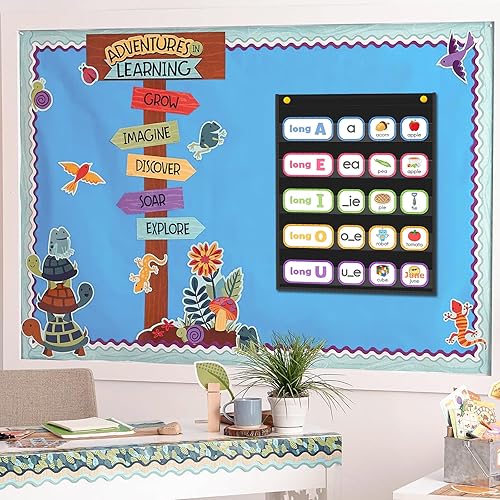 Vista 15 de Godery PreK-12 - Tabla de bolsillo estándar para centros de aula, palabras de pared para aula, suministros de enseñanza en casa (azul)