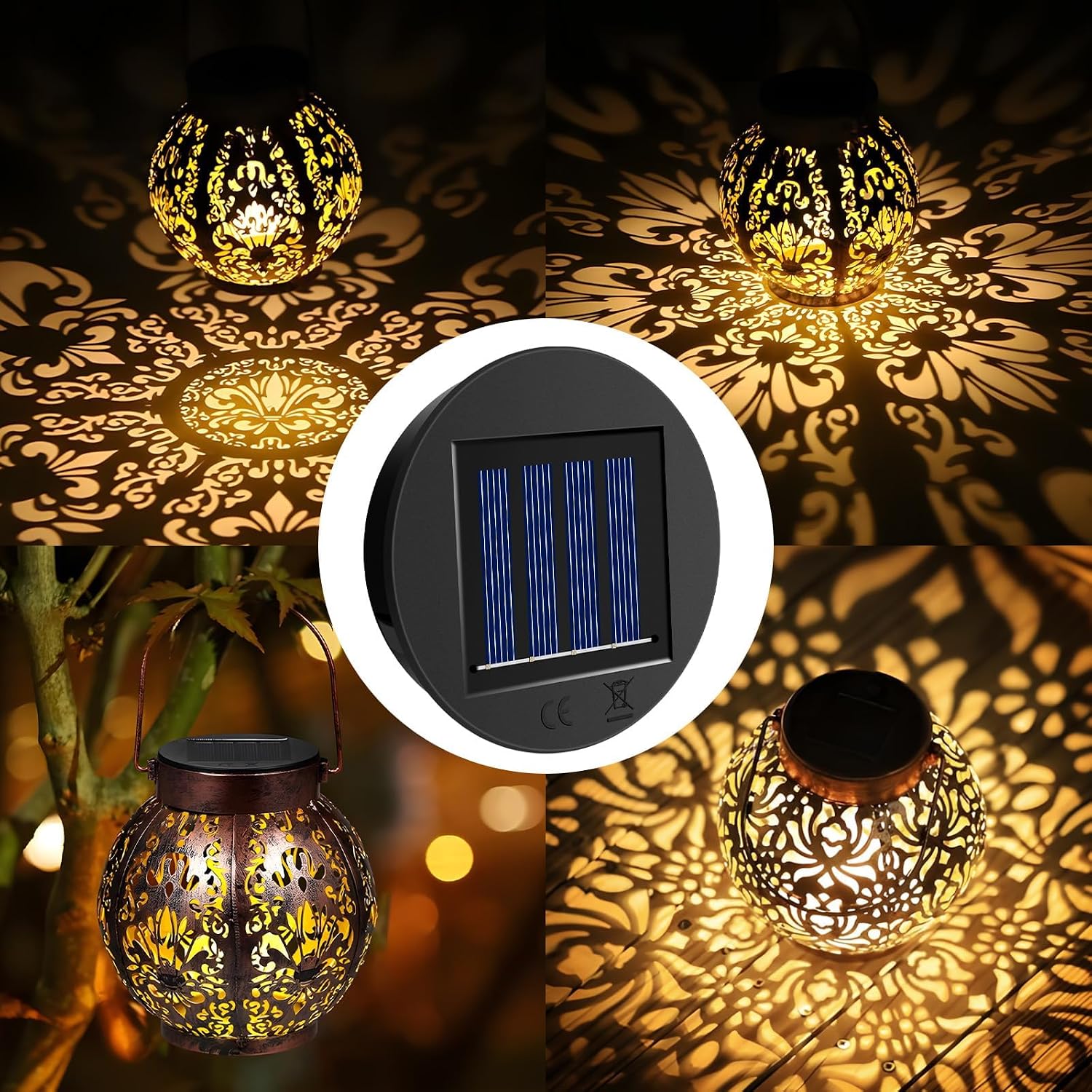 Replacement Solar Light Parts, 4 Pack Solar Lights Replacement Top, 8 lumens, Waterproof Battery Box Top DIY Lantern Outdoor Garden Patio Decor（Warm Yellow, 3.15in）