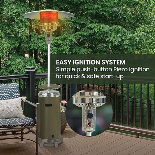 Miniatura 6 de Hanover H002BRSS - Sombrilla de acero de propano de 7 pies y 48.000 BTU para patio en bronceacero inoxidable, H002BRSS