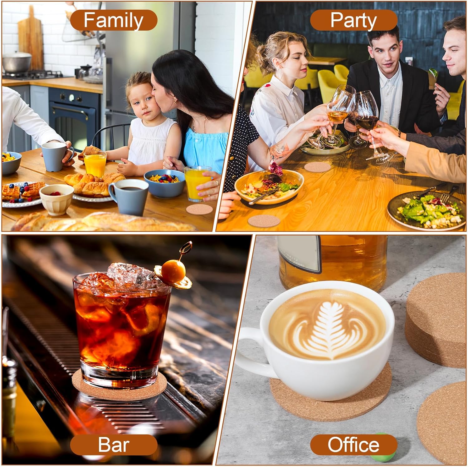 150 Pack Cork Coasters for Drinks Bulk 3.54 Inch Blank Cork Round Coasters for Laser Engraving, Non-Slip Surface, Heat Resistant DIY Coffee Coaster for Wedding Coffee Cup Home Tabletop Decoration - Image 3